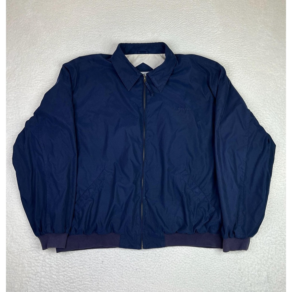 Vintage Boeing Jacket Mens‎ XL Blue Twill Bomber Full Zip Lined Hong Kong BDA-J2